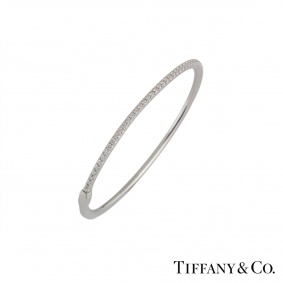 Tiffany & Co 18k White Gold Diamond Metro Bangle 0.67ct